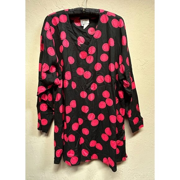 Harper Greer Womens Long Sleeve Tunic Top/Dress XS Black Red Polka Dots Casual - Picture 1 of 7